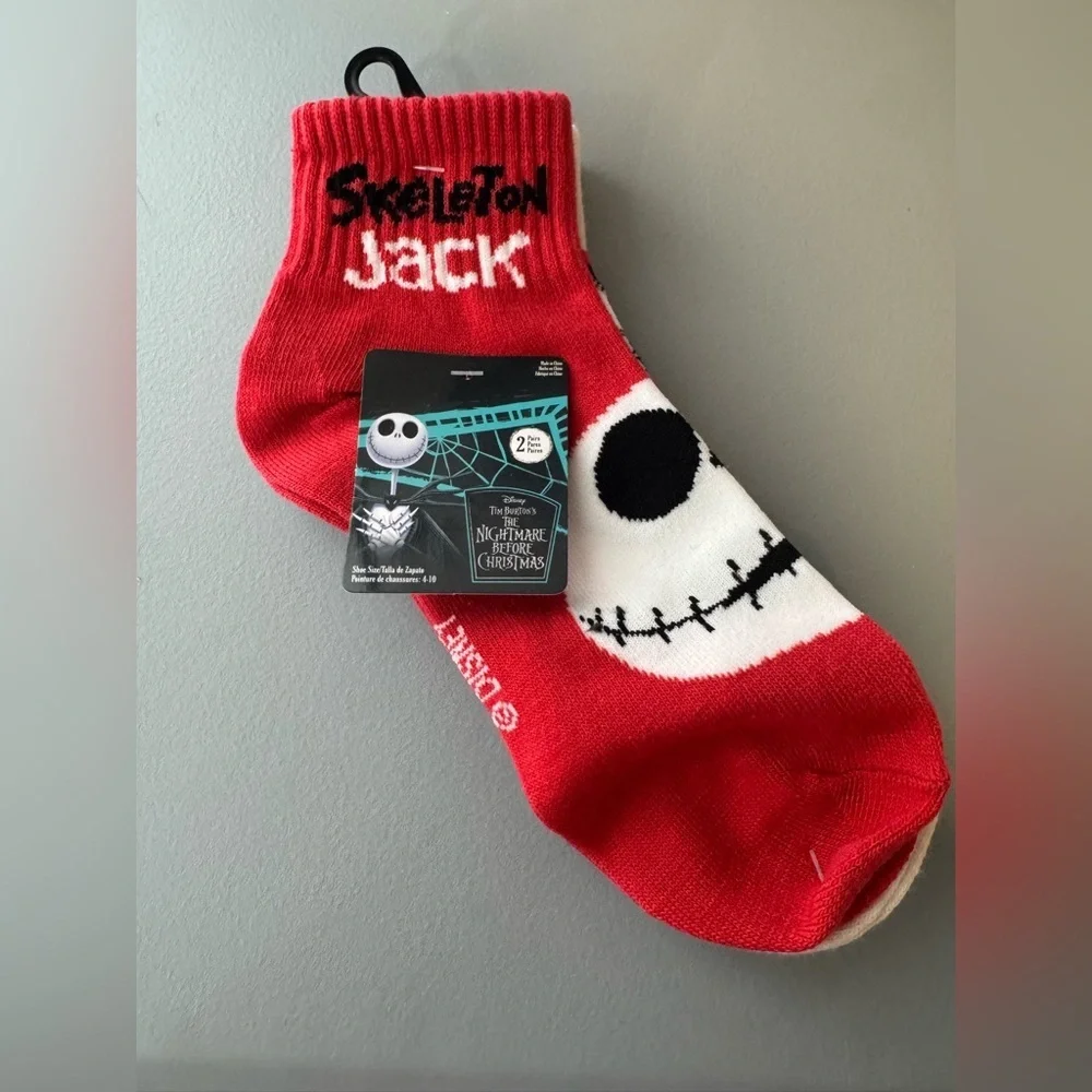 Disney nightmare before Christmas Jack skellington and Sally 2 pack socks